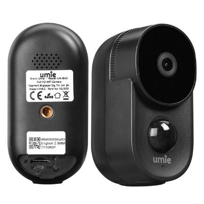 UMIE 2MP Iki Yönlü Ses TF Kart Kablosuz Tuya Destekli Akıllı IP Kamera 6700 mAh Bataryalı (UM-BK21 Siyah) resmi