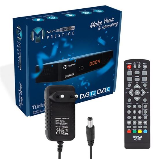 MAGBOX PRESTİGE DVB-T2/C FULL HD YOUTUBELU MİNİ KARASAL UYDU ALICISI (HDMI+SCART) resmi