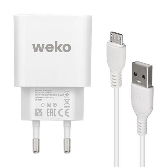 WEKO WK-21436 M7 2.1 AMPER ŞARJ BAŞLIK ADAPTÖRÜ + MICRO USB KABLO (NO:3) resmi