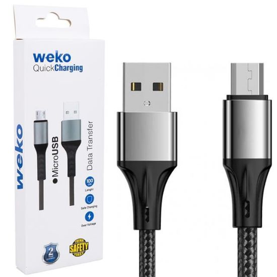 WEKO WK-22023 USB TO MICRO USB ÖRGÜLÜ LACİVERT 1 MT ŞARJ KABLOSU (NO:14) resmi