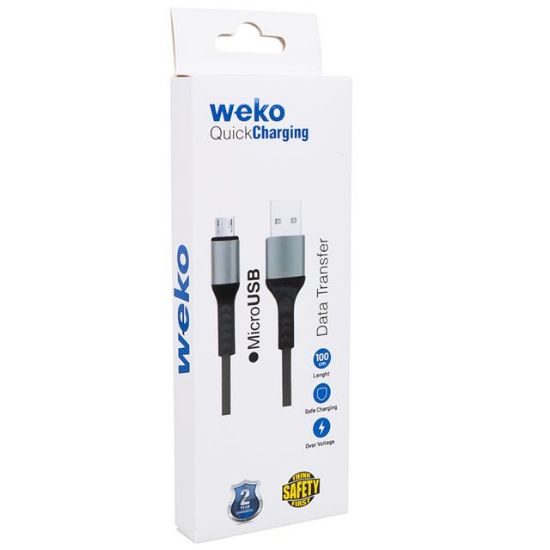 WEKO WK-22023 USB TO MICRO USB ÖRGÜLÜ LACİVERT 1 MT ŞARJ KABLOSU (NO:14) resmi