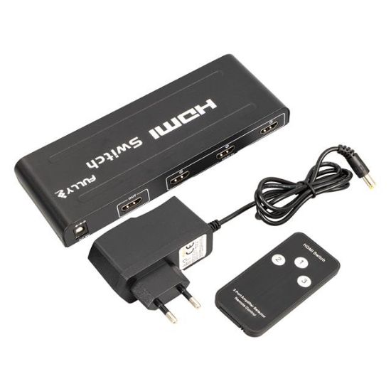 FULLY G-538H 3 GİRİŞ 1 ÇIKIŞ HDMI SWITCHER TOPLAYICI METAL KASA ADAPTÖRLÜ resmi