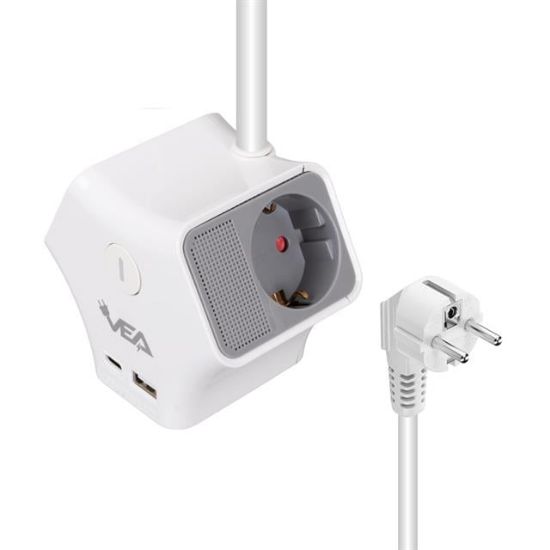 VEA VE-G903YC 3LÜ USB+ TYPE-C GİRİŞLİ ANAHTARLI 1.5 METRE GRUP PRİZ resmi