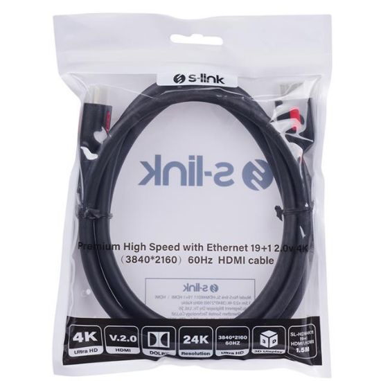 S-LINK SL-HDM4K011 19+1 HDMI TO HDMI 1.5M V2.0 4K (3840*2160) 60HZ KABLO resmi