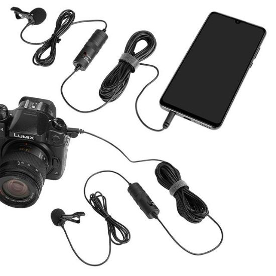 Haiki HK-401 Profesyonel Youtuber Kamera Telefon Yaka Mikrofonu (6 Metre Kablolu) resmi