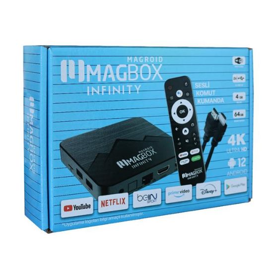 Magbox Magroid Infinty 64 GB HDD 4 GB Ram Bluetooth 5G Wifi Ses Komut Kumandalı Android TV Box resmi