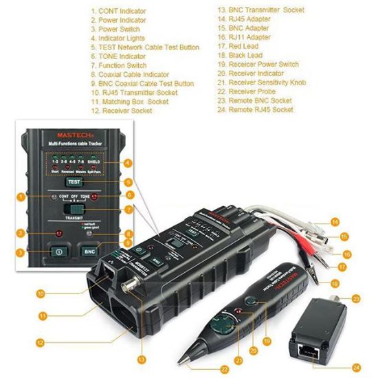 MASTECH MS-6813T PROFESYONEL KABLO BULUCU-TEST ALETİ (POWERMASTER PM-4961) resmi