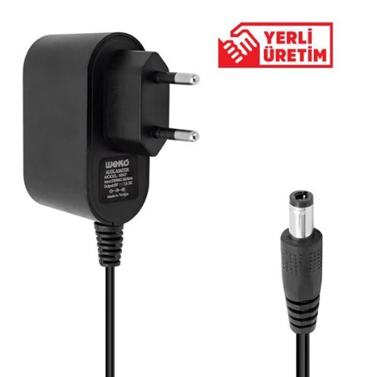 WEKO 5 VOLT - 1 AMPER 5.5*2.5 UÇLU YERLİ ÜRETİM PLASTİK KASA PRİZ TİPİ ADAPTÖR resmi