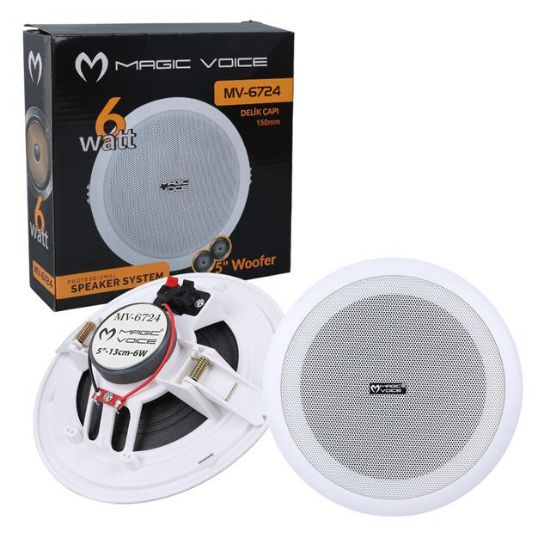 MAGICVOICE MV-6724 13 CM 6 WATT 8 OHM 5 BEYAZ TRAFOSUZ ALÇIPAN HOPARLÖR resmi