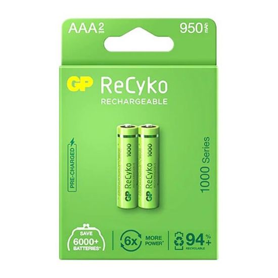 GP RECYKO 950 MAH R03 AAA ŞARJLI 2Lİ PİL GP100AAAHCE-2EB2 (GPRHC103E000) resmi