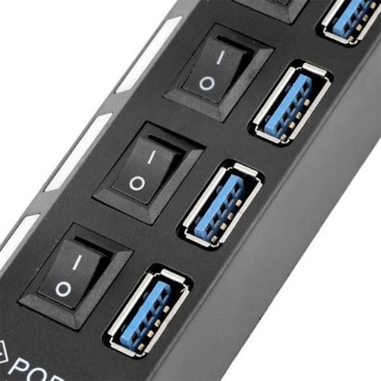 POWERMASTER PM-11365 4 PORT ANAHTARLI USB 3.0 30 CM KABLOLU USB HUB ÇOKLAYICI resmi