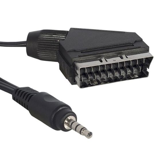 3.5 MM STEREO ERKEK/SCART KABLO 1.2 METRE KISA JACK UYDU ALICISI AV KABLO (TİVİBULAR İÇİN) resmi