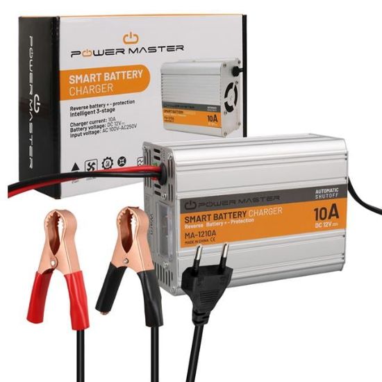 PowerMaster MA-1210A 12 Volt - 10 Amper Akıllı Hızlı Akü Şarj Cihazı Analog Amper Göstergeli resmi