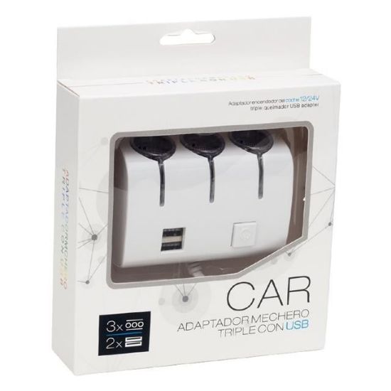 POWERMASTER PM-18952 12V/24V ÇİFT USBLİ 3LÜ OTO ÇAKMAK ÇOKLAYICI resmi