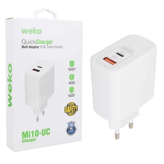 WEKO WK-21446 S11-UC 25 WATT 3.0 AMPER TYPE-C + USB ŞARJ BAŞLIK ADAPTÖRÜ resmi