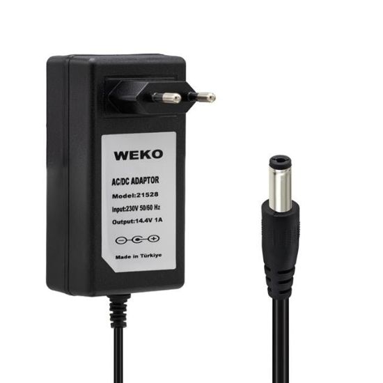 WEKO 14.4 VOLT - 1 AMPER 5.5*2.5 UÇLU KIRMIZI YEŞİL LEDLİ YERLİ ÜRETİM AKÜ ŞARJ CİHAZI resmi
