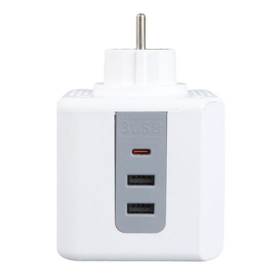 VEA VE-23089 2x USB 1x Type-C 3'lü Çocuk Ve Termal Korumalı Grup Priz resmi