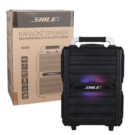Shile SL-2017 50 Watt Taşınabilir Seyyar Aktif Amfi Hoparlör Kablosuz EL + Yaka Mikrofonlu USB+SD+BT Kumandalı resmi