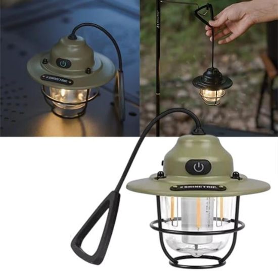 PowerMaster PM-25439 Nostaljik 3 Filament 6 Smd Kamp Çadır Lambası Ampul 1200mAh TYPE-C resmi