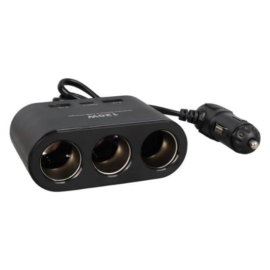 Olesson 1653 12-24V Çift USB + TYPE-C Girişli 100W 70cm Kablolu 3'lü Araç Çakmak Çoklayıcı resmi