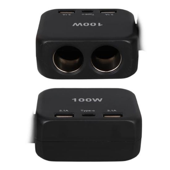 Olesson 1655 12-24V TYPE-C + Çift USB-A Girişli 100W 2'li Araç Çakmak Çoklayıcı resmi