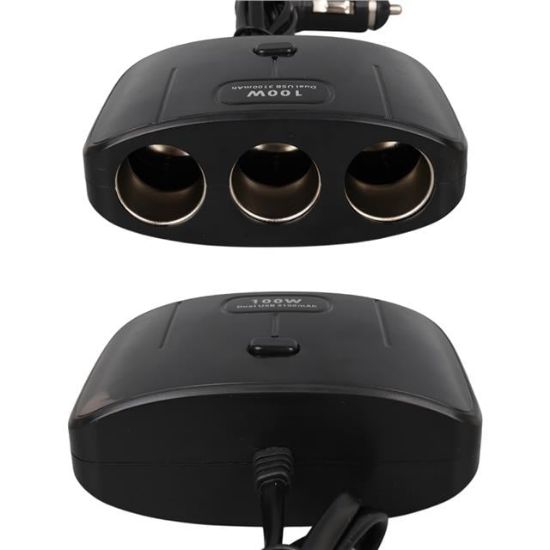 Olesson 1635 12-24V Çift USB Girişli 100W 70 CM Kablolu 3'LÜ Araç Çakmak Çoklayıcı 100x66x40mm resmi