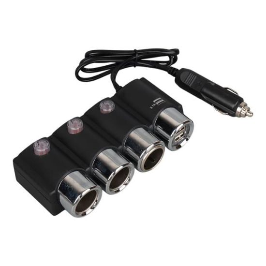Olesson 1508 12-24V Çift USB Girişli 120W 80cm Kablolu 3'lü Araç Çakmak Çoklayıcı resmi