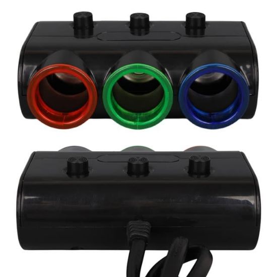 Olesson 1523 12-24V Çift USB Girişli 120W 80cm Kablolu 3'LÜ Araç Çakmak Çoklayıcı resmi