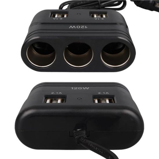 Olesson 1678 12-24V 4 USB Girişli 120W 80cm Kablolu 3'lü Araç Çakmak Çoklayıcı resmi