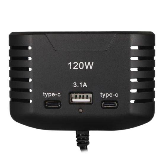 Olesson 2012 12-24V Çift TYPE-C - Tek USB Girişli 120W 80cm Kablolu 3'LÜ Araç Çakmak Çoklayıcı resmi