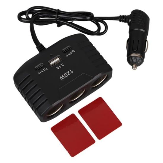 Olesson 2012 12-24V Çift TYPE-C - Tek USB Girişli 120W 80cm Kablolu 3'LÜ Araç Çakmak Çoklayıcı resmi