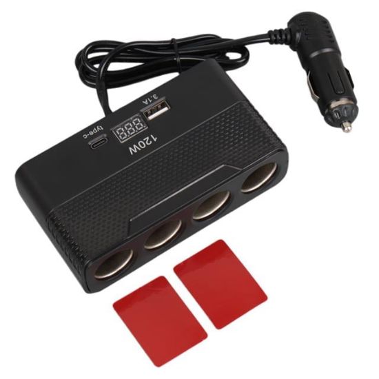 Olesson 2014 12-24V Type-C + USB-A Girişli 120W 80cm Kablolu 4'lü Araç Çakmak Çoklayıcı resmi