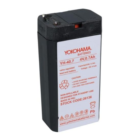 YOKOHAMA YH-40.7 4 VOLT - 0.7 AMPER KURU AKÜ (34X22X64 MM) resmi
