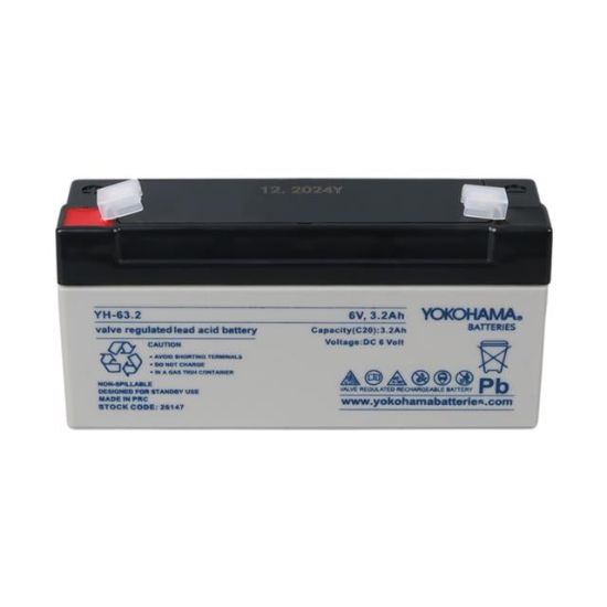 YOKOHAMA YH-63.2 6 VOLT - 3.2 AMPER AKÜ (125 X 33 X 60 MM) resmi