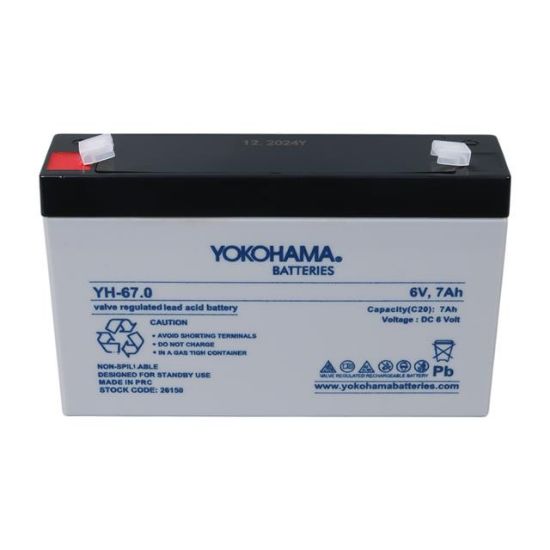 YOKOHAMA YH-67.0 6 VOLT - 7 AMPER KURU AKÜ (150 X 30 X 94 MM) resmi