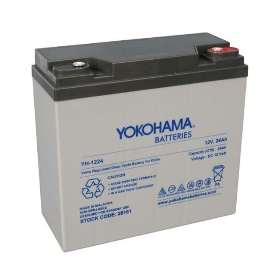 YOKOHAMA YH-1224 12 VOLT - 24 AMPER ELEKTRİKLİ BİSİKLET AKÜSÜ (180 X 76 X 167 MM) resmi
