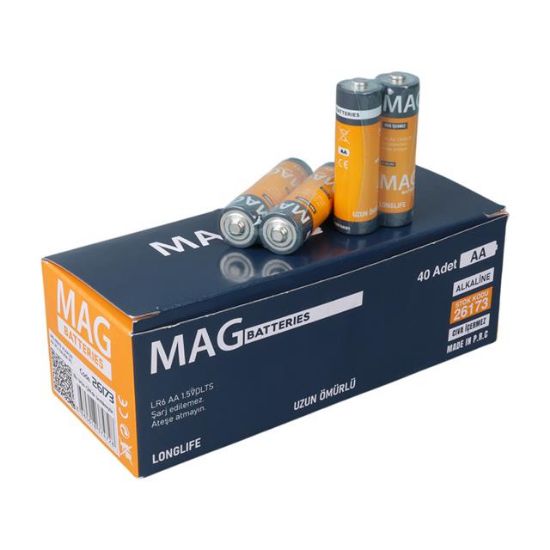 Mag Batteries MG-26173 Alkalin AA 40'lı Paket Kalem Pil (AA,LR6, AM-3)  resmi