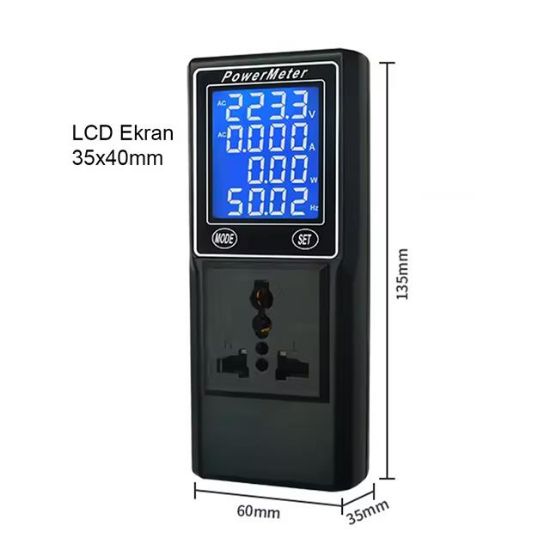PowerMaster PM-26400 Volt Amper Watt HZ Güç Ölçer Dijital Ekranlı (Powermeter) resmi