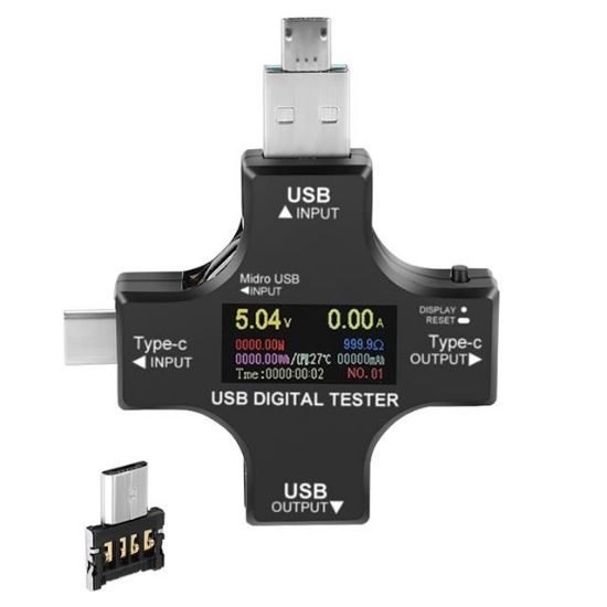 PowerMaster PM-26611 USB Tester Voltmetre Ampermetre Akım Göstergesi Multimetre Test Cihazı OTG Destekli resmi