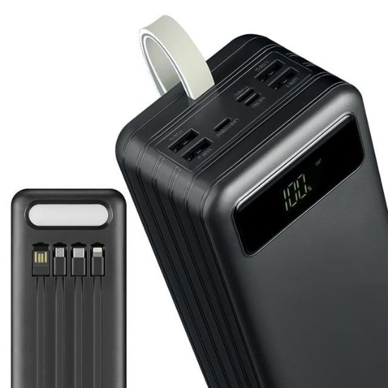 Powerway TX60 Siyah 60000 Mah Çoklu Çıkış Dijital Göstergeli Ekstra Kablolu Powerbank resmi