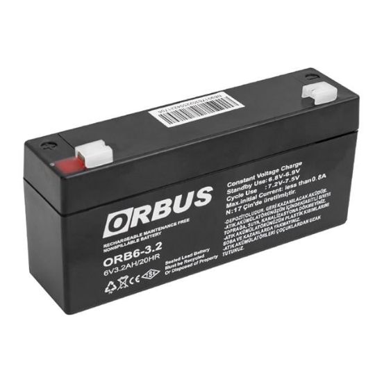 ORBUS ORB6-3.2 6 VOLT - 3.2 AMPER AKÜ (125 X 33 X 60 MM) KISA resmi