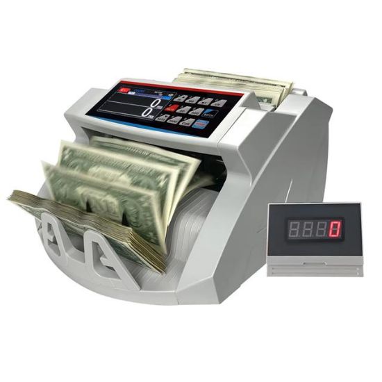 PowerMaster PM-25068 TRY-EUR-USD Sesli Karışık Ve Adet Para Sayma Makinesi Harici Ekranlı 80W 60db AC100-240V resmi