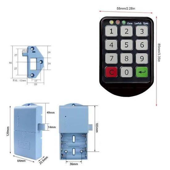 PowerMaster PM-26724 Tuş Şifreli Siyah Çekmece Dolap Kilidi (2'li Paket) resmi