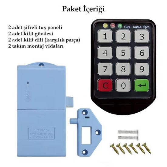 PowerMaster PM-26724 Tuş Şifreli Siyah Çekmece Dolap Kilidi (2'li Paket) resmi
