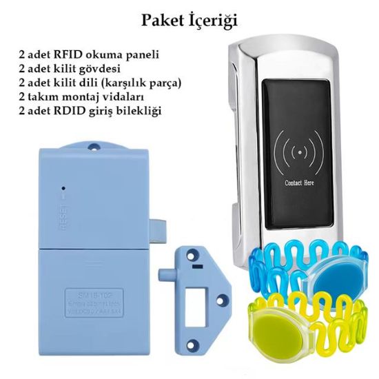 PowerMaster PM-26727 125Khz RFID Dijital Çekmece Dolap Kilidi (2'li Paket) resmi