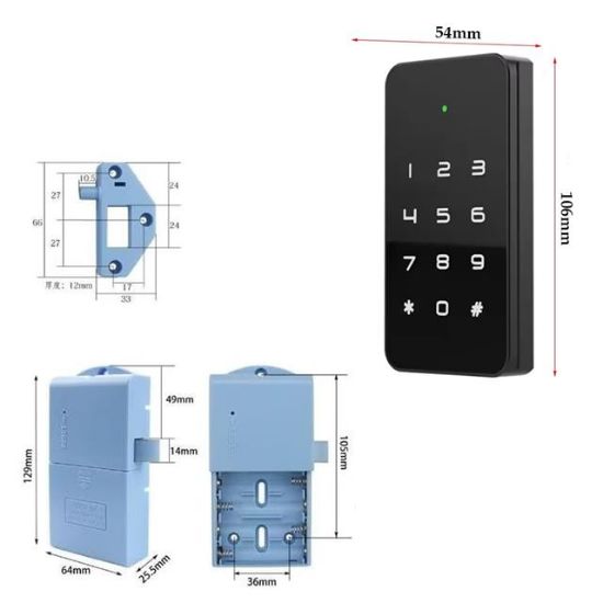 PowerMaster PM-26728 RFID Ve Tuş Panelli Dijital Elektronik Kapı Dolap Kilidi (2'li Paket) resmi