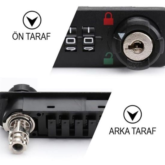 PowerMaster PM-26731 4 Haneli Şifreli Ve Anahtarlı Mekanik Siyah Çekmece Dolap Kilidi (Sol) resmi