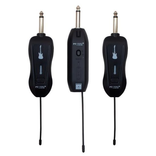 MAGICVOICE MV-19592 UHF GİTAR TİP KABLOSUZ MİKROFON ÜÇLÜ SET resmi