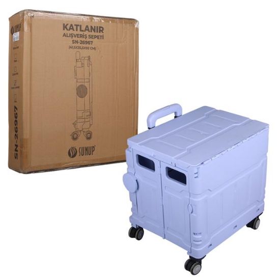 Sunup SN-26967 Katlanabilir Market Pazar Kamp Tekerlekli Alışveriş Arabası 60KG Kapasiteli resmi