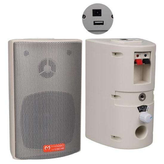 MagicVoice MV-16 7.5 CM 30 Watt Komütatörlü Hat Trafolu Beyaz Sütun Hoparlör (2'li Takım) resmi